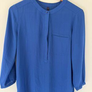 NYDJ Blue 3/4 sleeve Henley Pleated Blouse, size Small